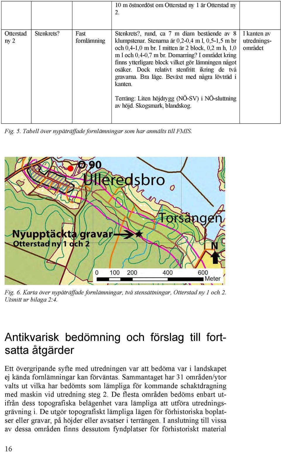 Dock relativt stenfritt ikring de två gravarna. Bra läge. Beväxt med några lövträd i kanten. I kanten av Terräng: Liten höjdrygg (NÖ-SV) i NÖ-sluttning av höjd. Skogsmark, blandskog. Fig. 5.