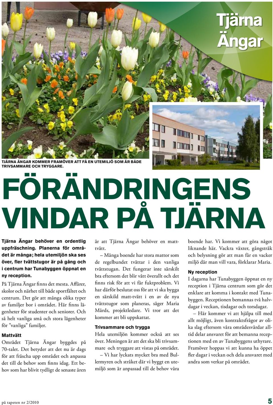 Affärer, skolor och närhet till både sportfältet och centrum. Det gör att många olika typer av familjer bor i området. Här finns lägenheter för studenter och seniorer.