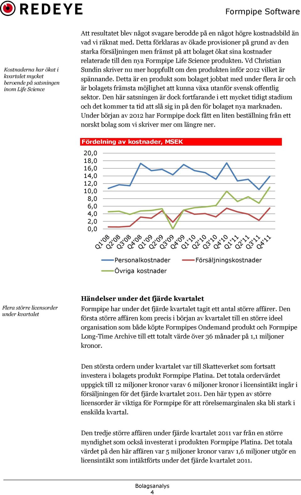 Vd Christian Sundin skriver nu mer hoppfullt om den produkten inför 2012 vilket är spännande.