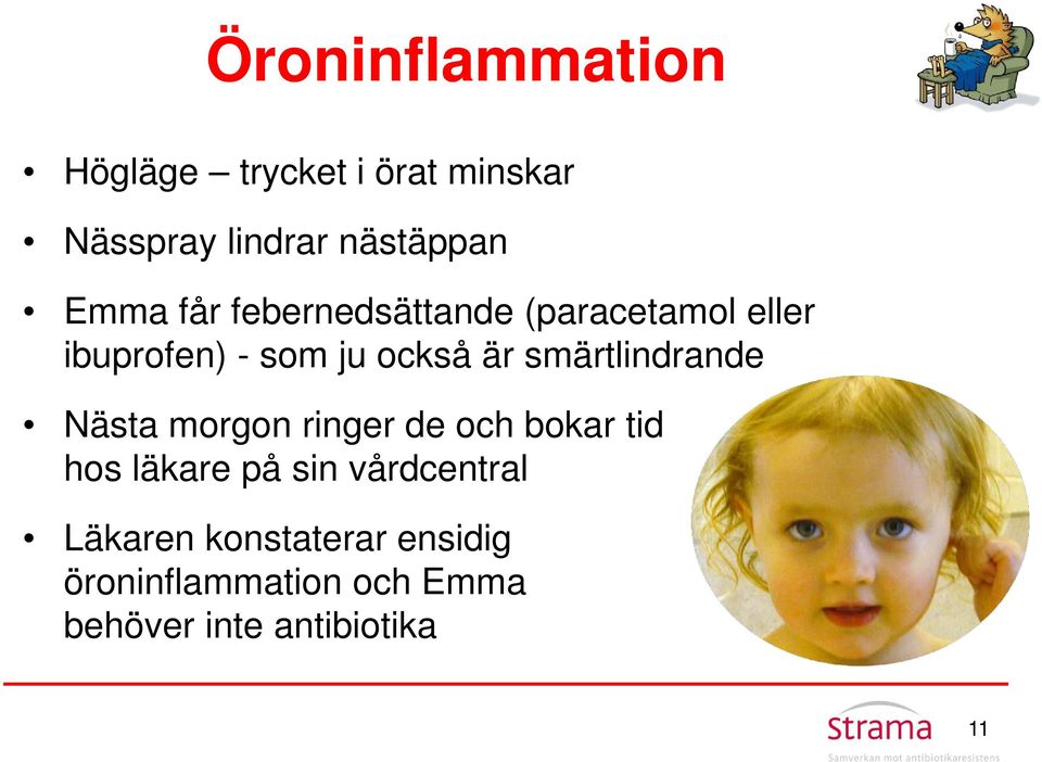 smärtlindrande Nästa morgon ringer de och bokar tid hos läkare på sin