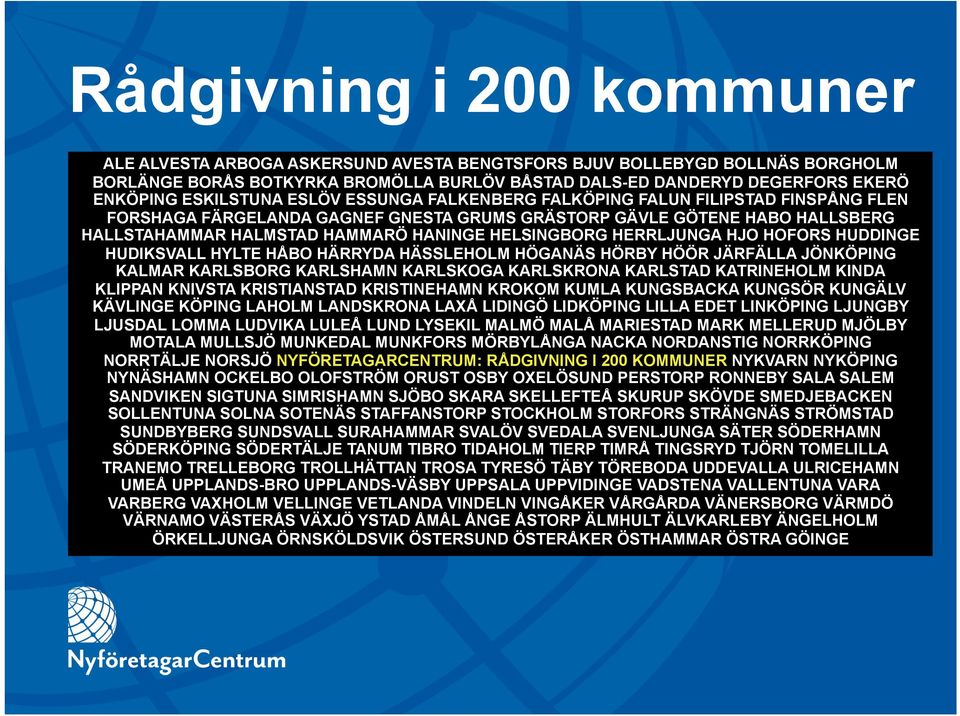 HELSINGBORG HERRLJUNGA HJO HOFORS HUDDINGE HUDIKSVALL HYLTE HÅBO HÄRRYDA HÄSSLEHOLM HÖGANÄS HÖRBY HÖÖR JÄRFÄLLA JÖNKÖPING KALMAR KARLSBORG KARLSHAMN KARLSKOGA KARLSKRONA KARLSTAD KATRINEHOLM KINDA