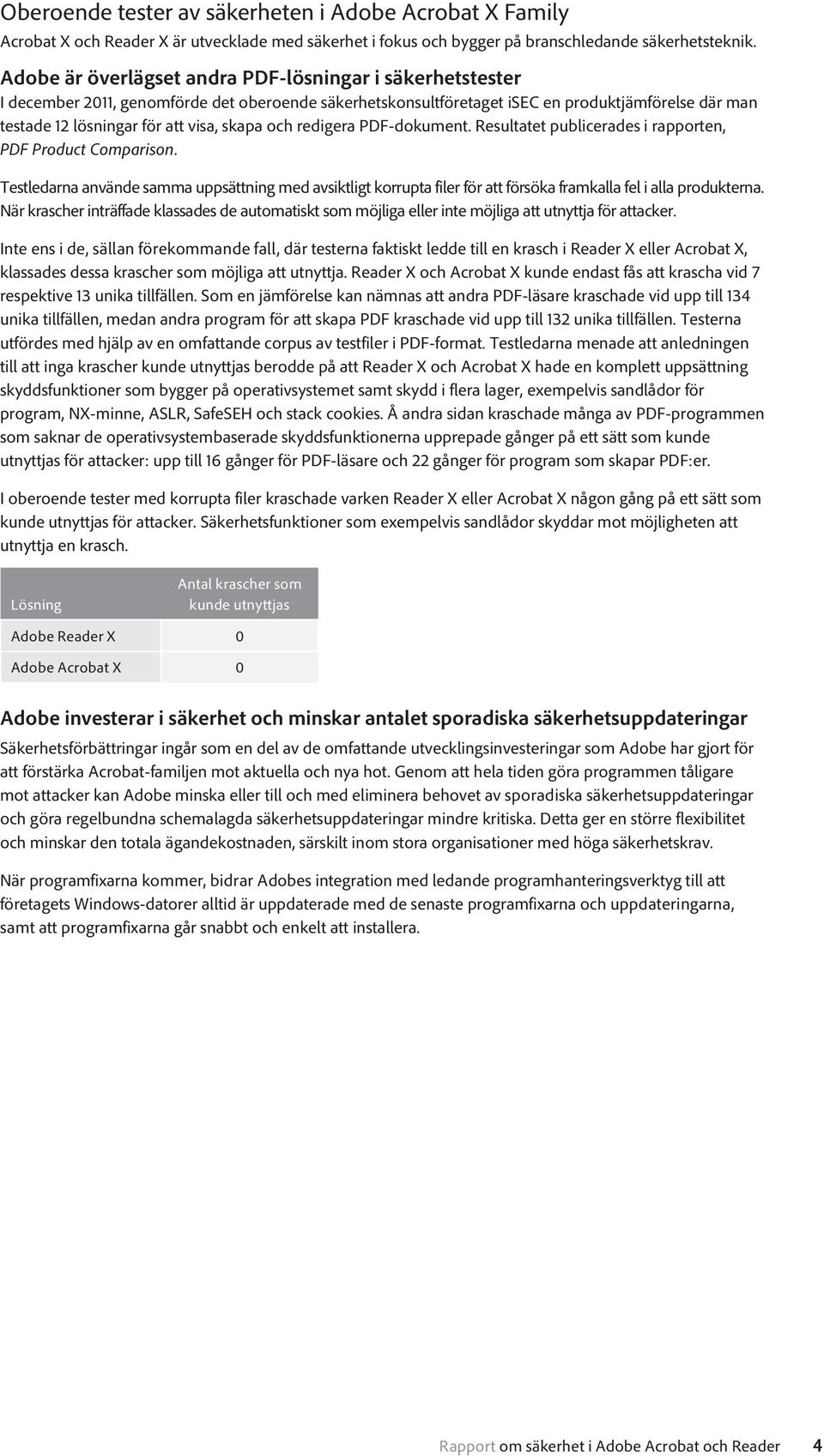 skapa och redigera PDF-dokument. Resultatet publicerades i rapporten, PDF Product Comparison.