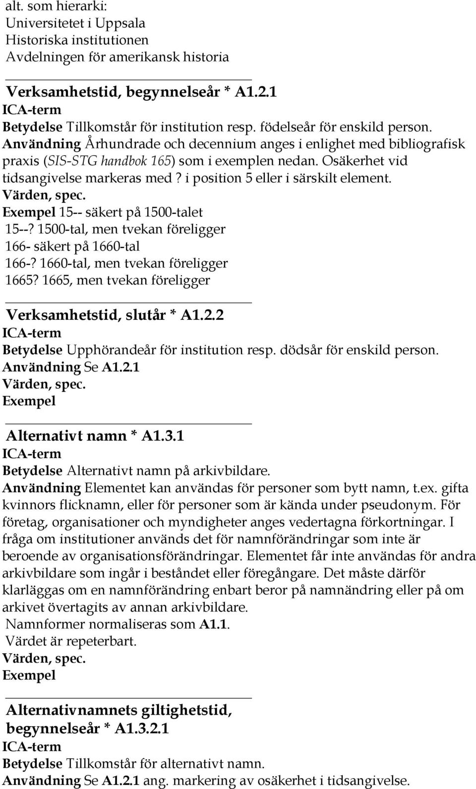 i position 5 eller i särskilt element. 15-- säkert på 1500-talet 15--? 1500-tal, men tvekan föreligger 166- säkert på 1660-tal 166-? 1660-tal, men tvekan föreligger 1665?