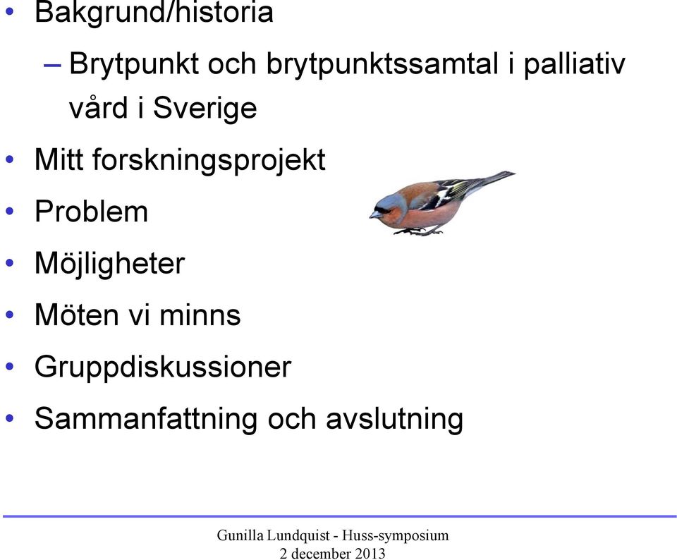 Mitt forskningsprojekt Problem Möjligheter