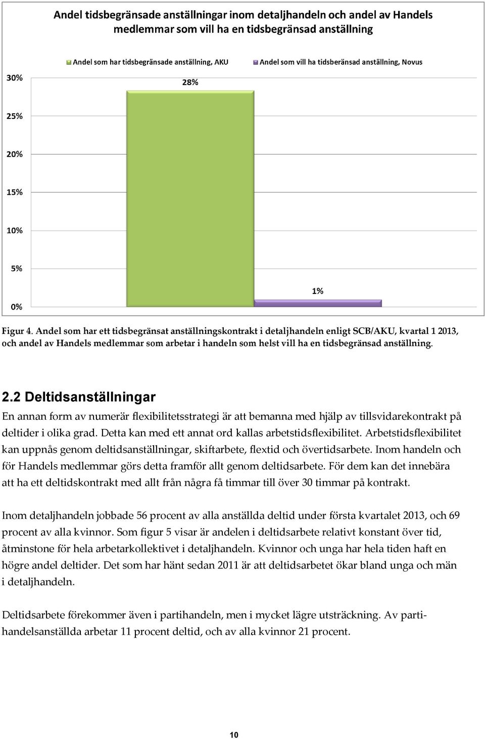 anställning. 2.2 Deltidsanställningar En annan form av numerär flexibilitetsstrategi är att bemanna med hjälp av tillsvidarekontrakt på deltider i olika grad.