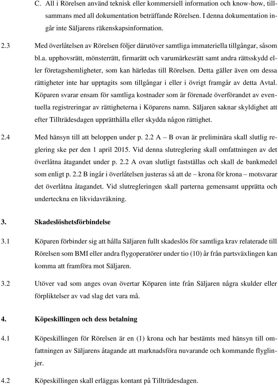 Detta gäller även om dessa rättigheter inte har upptagits som tillgångar i eller i övrigt framgår av detta Avtal.