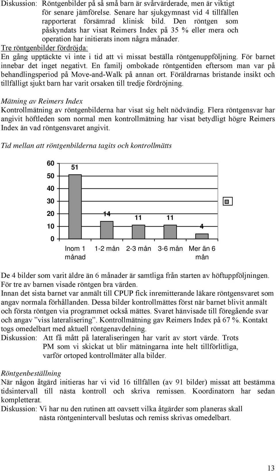 Tre röntgenbilder fördröjda: En gång upptäckte vi inte i tid att vi missat beställa röntgenuppföljning. För barnet innebar det inget negativt.