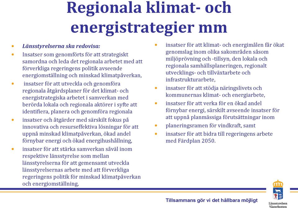 regionala aktörer i syfte att identifiera, planera och genomföra regionala insatser och åtgärder med särskilt fokus på innovativa och resurseffektiva lösningar för att uppnå minskad klimatpåverkan,