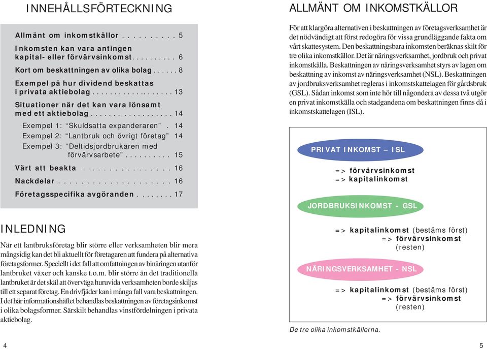 14 Exempel 2: Lantbruk och övrigt företag 14 Exempel 3: Deltidsjordbrukaren med förvärvsarbete.......... 15 Värt att beakta............... 16 Nackdelar.