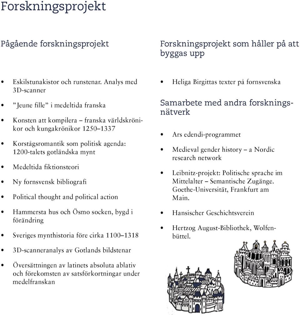 Medeltida fiktionsteori Ny fornsvensk bibliografi Political thought and political action Hammersta hus och Ösmo socken, bygd i förändring Sveriges mynthistoria före cirka 1100 1318 Heliga Birgittas