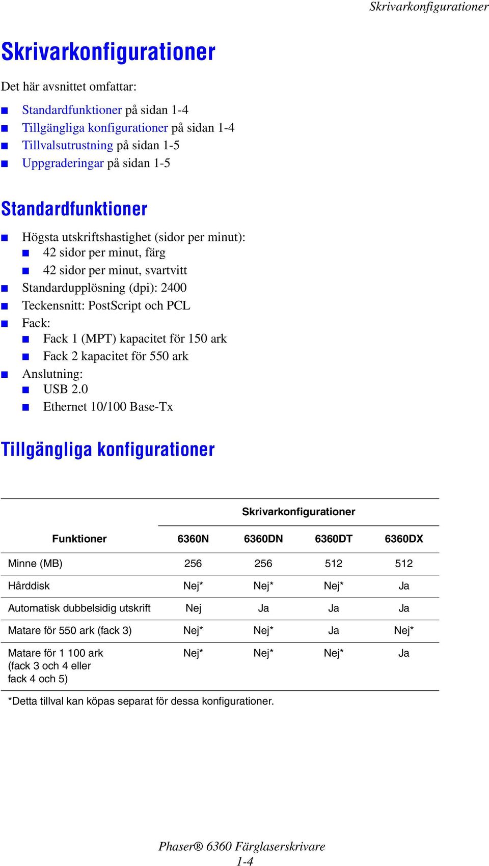 Fack 1 (MPT) kapacitet för 150 ark Fack 2 kapacitet för 550 ark Anslutning: USB 2.