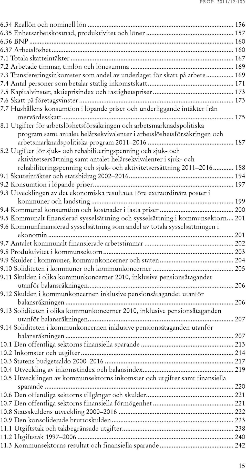 5 Kapitalvinster, aktieprisindex och fastighetspriser... 173 7.6 Skatt på företagsvinster... 173 7.7 Hushållens konsumtion i löpande priser och underliggande intäkter från mervärdesskatt... 175 8.