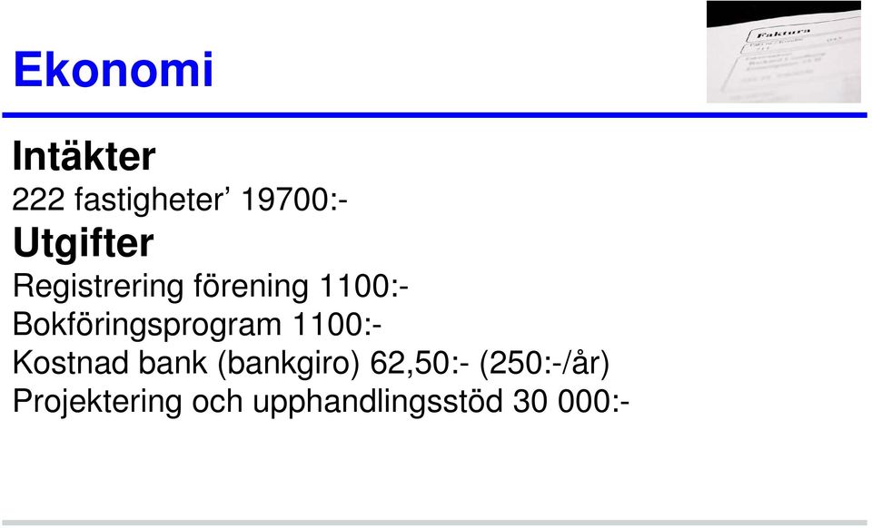 Bokföringsprogram 1100:- Kostnad bank