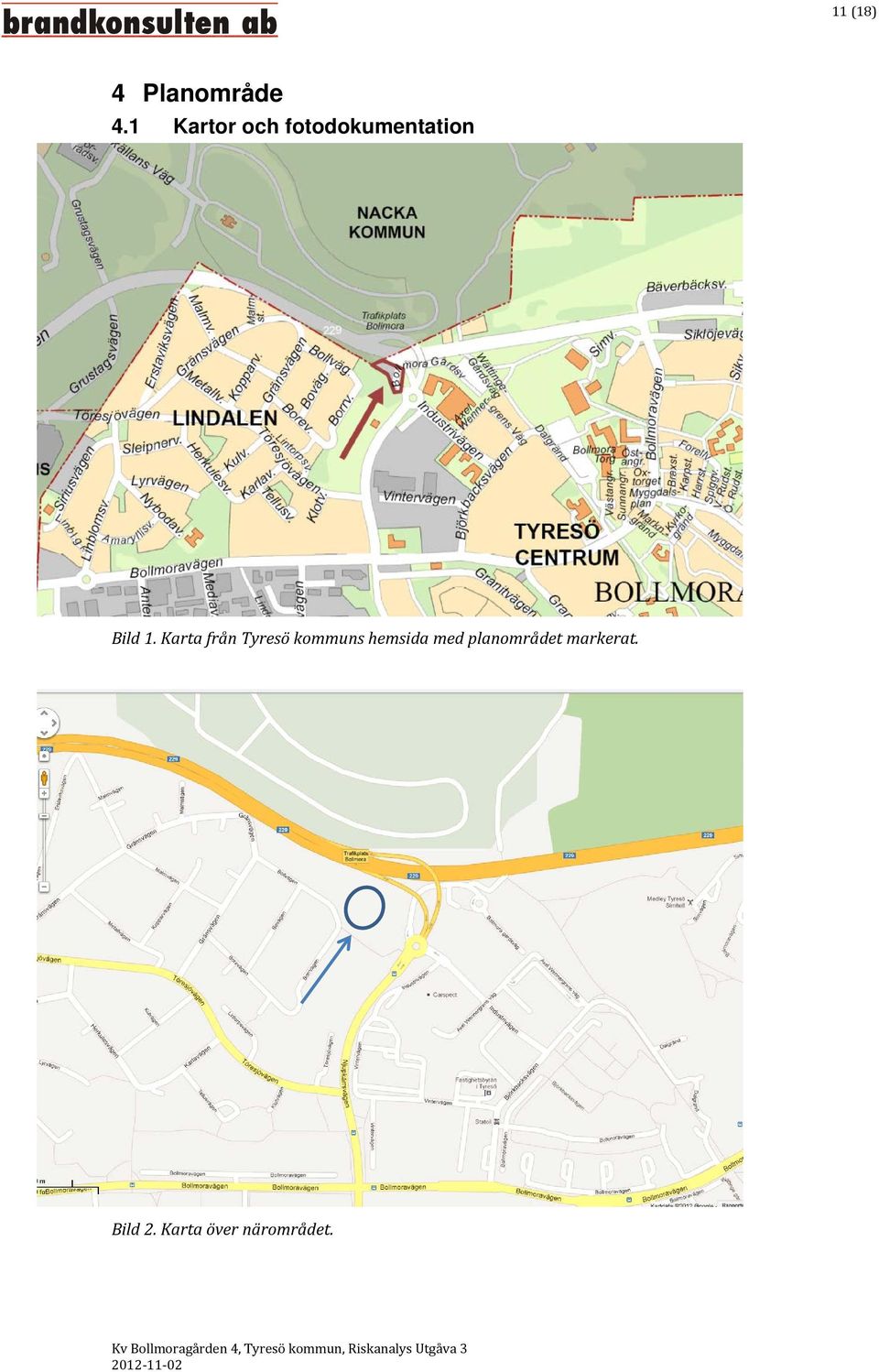 Karta från Tyresö kommuns hemsida med