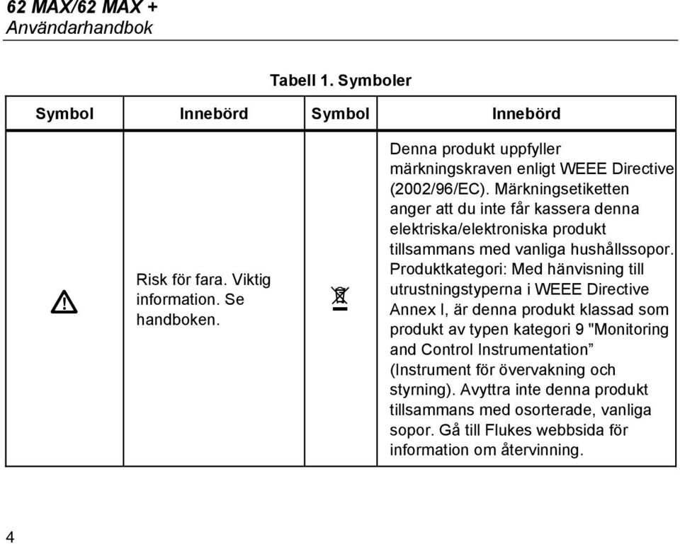 Märkningsetiketten anger att du inte får kassera denna elektriska/elektroniska produkt tillsammans med vanliga hushållssopor.