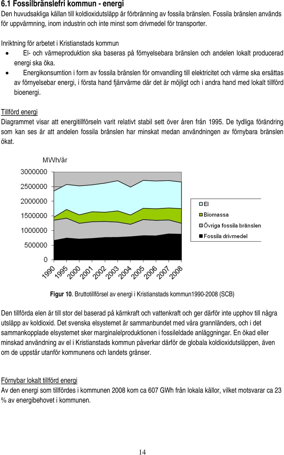Inriktning för arbetet i Kristianstads kommun El- och värmeproduktion ska baseras på förnyelsebara bränslen och andelen lokalt producerad energi ska öka.