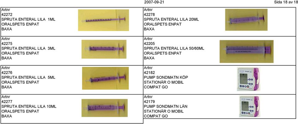 SPRUTA ENTERAL LILA 50/60ML 42276 42182 SPRUTA ENTERAL LILA 5ML