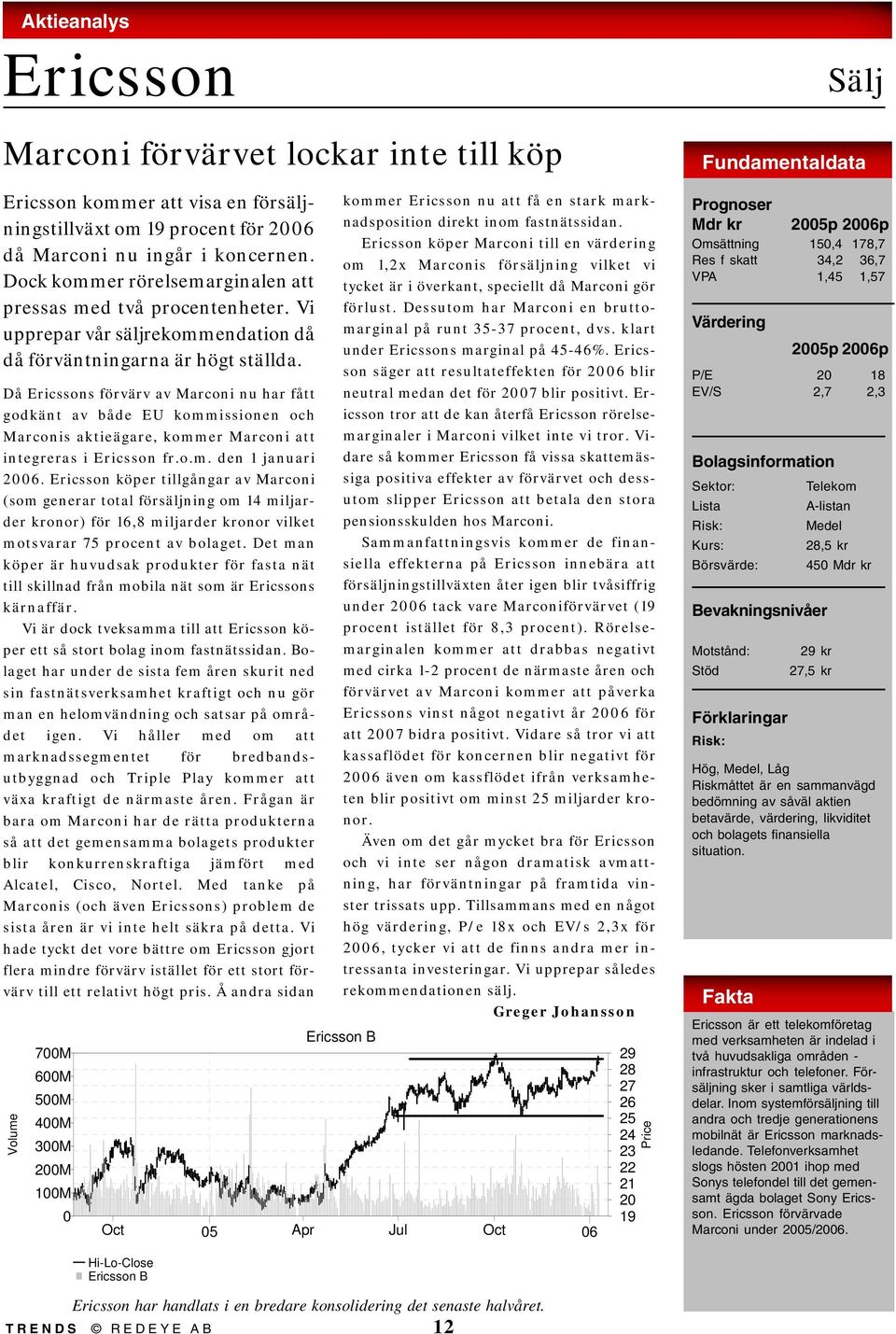 Då Ericssons förvärv av Marconi nu har fått godkänt av både EU kommissionen och Marconis aktieägare, kommer Marconi att integreras i Ericsson fr.o.m. den 1 januari 2006.