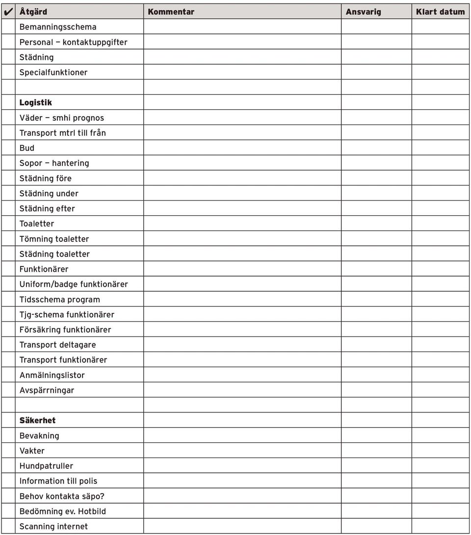 funktionärer Tidsschema program Tjg-schema funktionärer Försäkring funktionärer Transport deltagare Transport funktionärer