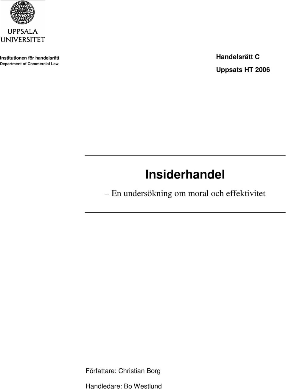 Insiderhandel En undersökning om moral och