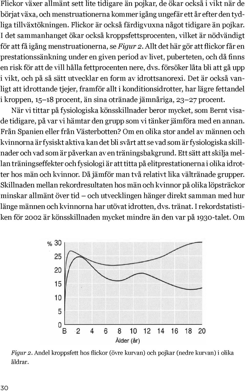 Allt det här gör att flickor får en prestationssänkning under en given period av livet, puberteten, och då finns en risk för att de vill hålla fettprocenten nere, dvs.