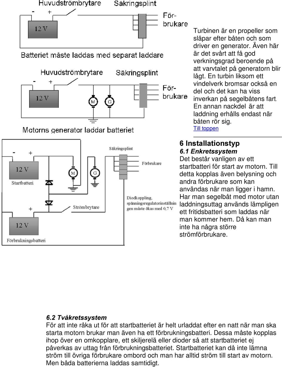 ,qvwdoodwlrqvw\s (QNUHWVV\VWHP Det består vanligen av ett startbatteri för start av motorn. Till detta kopplas även belysning och andra förbrukare som kan användas när man ligger i hamn.