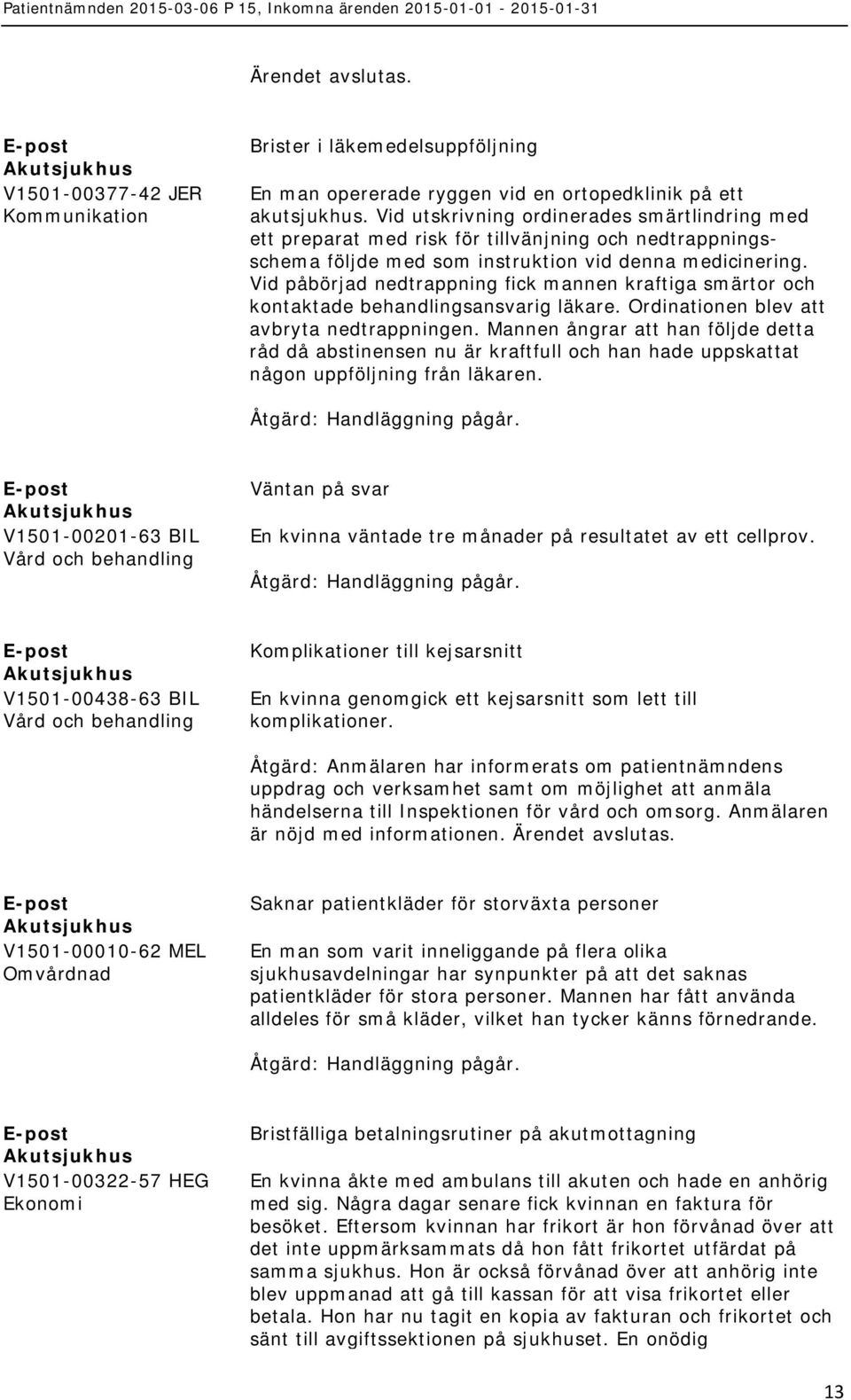 Vid påbörjad nedtrappning fick mannen kraftiga smärtor och kontaktade behandlingsansvarig läkare. Ordinationen blev att avbryta nedtrappningen.