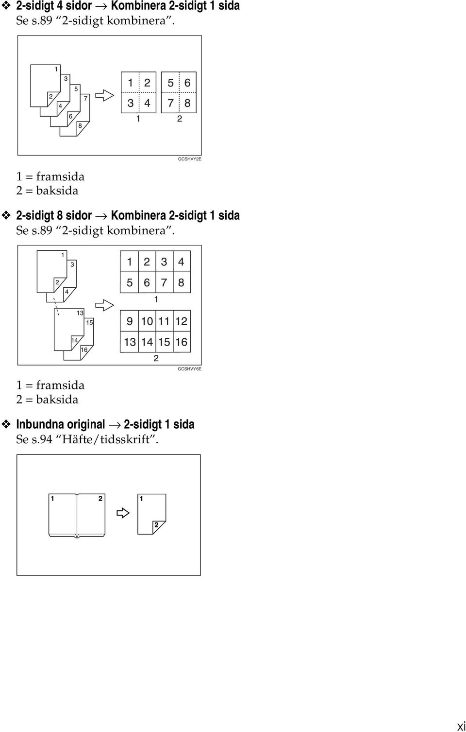 1 = framsida = baksida GCSHVYE -sidigt 8 sidor Kombinera -sidigt