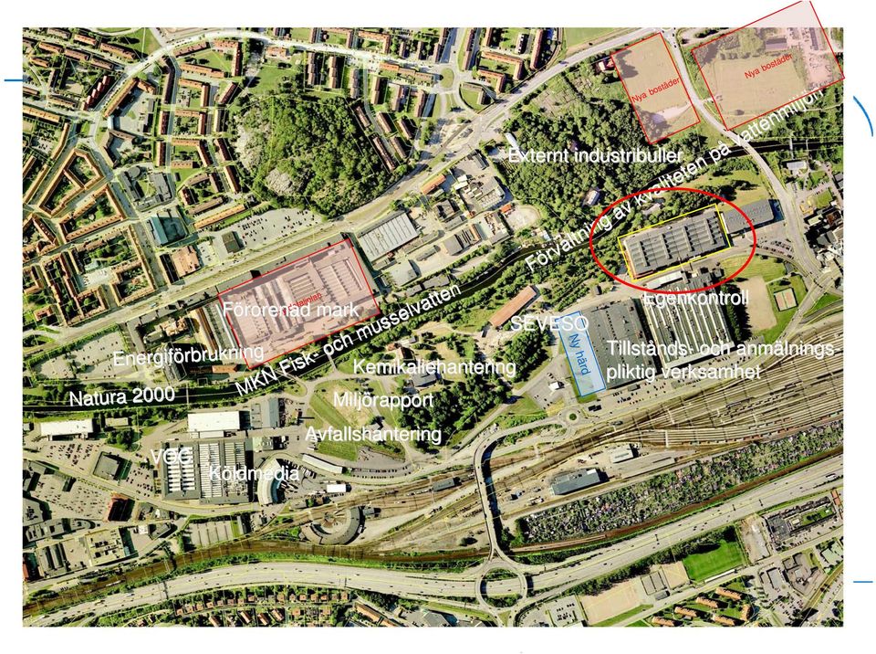 Kemikaliehantering Avfallshantering Externt industribuller SEVESO Egenkontroll Ny detaljplan Miljörapport