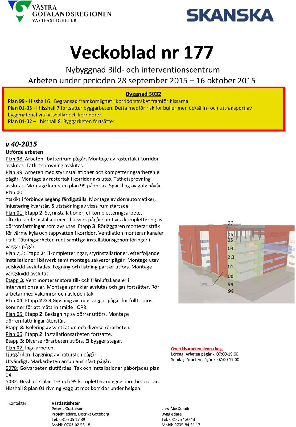 Detta medför risk för buller men också in- och uttransport av byggmaterial via hisshallar och korridorer. Plan 01-02 I hisshall 8.