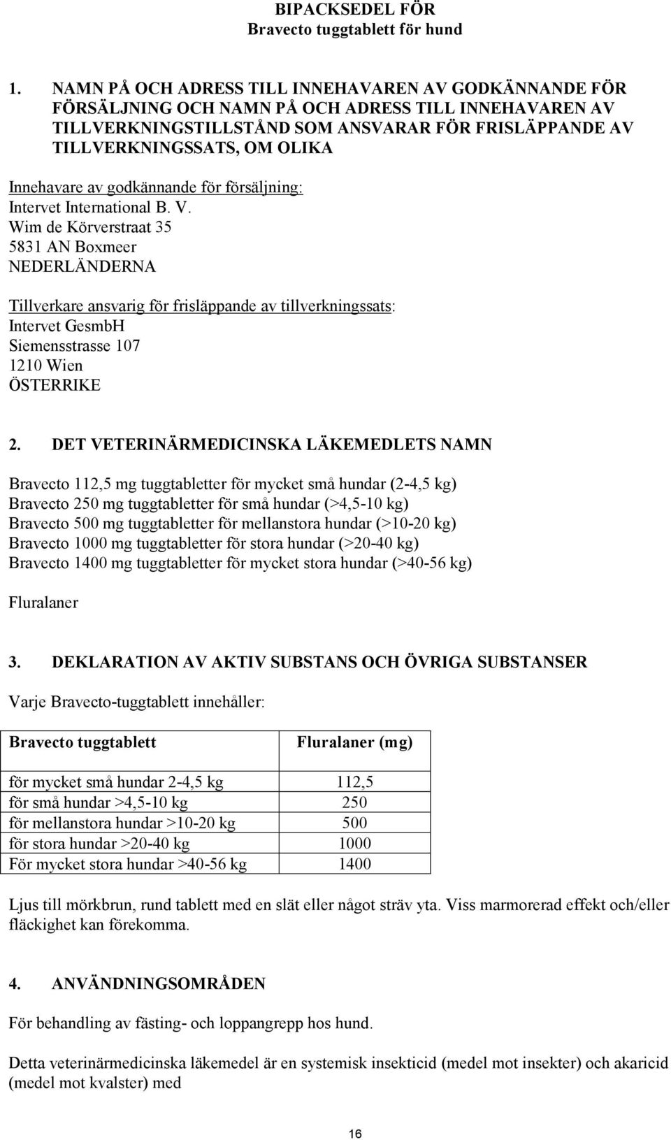 Innehavare av godkännande för försäljning: Intervet International B. V.