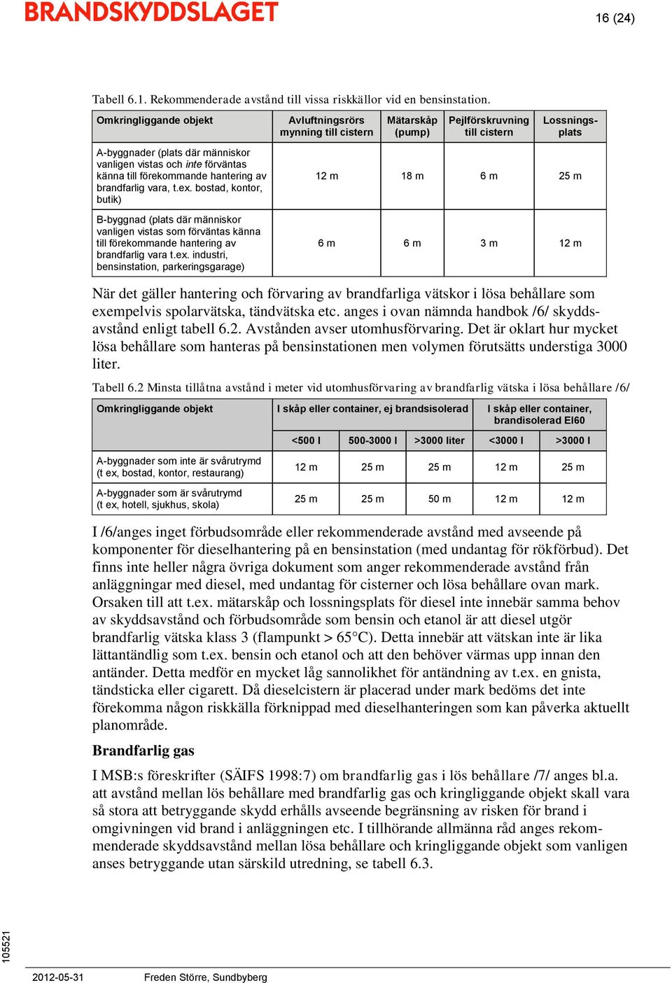 till förekommande hantering av brandfarlig vara, t.ex.