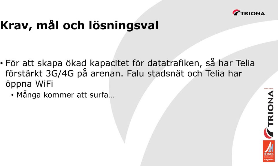 Telia förstärkt 3G/4G på arenan.