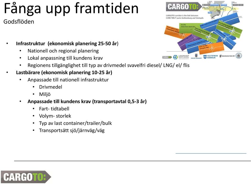 Lastbärare (ekonomisk planering 10-25 år) Anpassade till nationell infrastruktur Drivmedel Miljö Anpassade till
