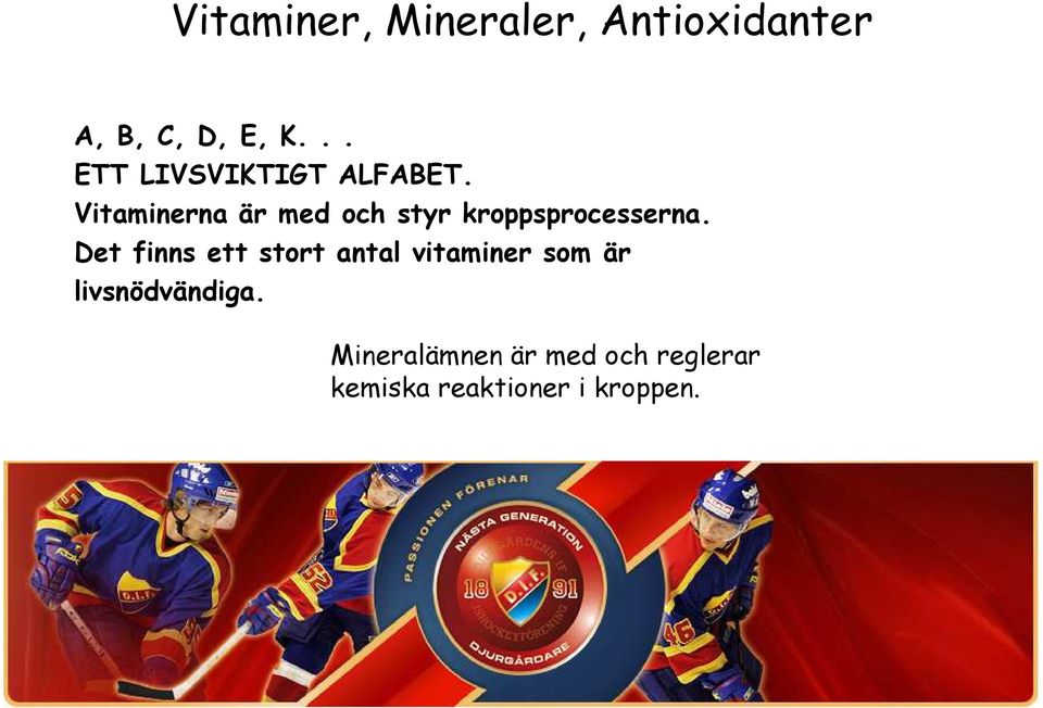 Vitaminerna är med och styr kroppsprocesserna.