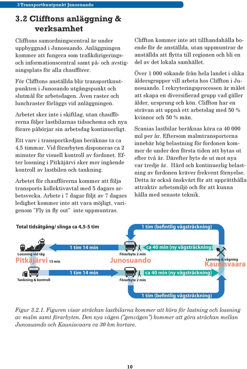 För Clifftons anställda blir transportknutpunkten i Junosando utgångspunkt och slutmål för arbetsdagen. Även raster och lunchraster förläggs vid anläggningen.
