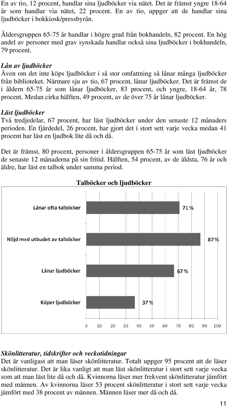 Lån av ljudböcker Även om det inte köps ljudböcker i så stor omfattning så lånar många ljudböcker från biblioteket. Närmare sju av tio, 67 procent, lånar ljudböcker.