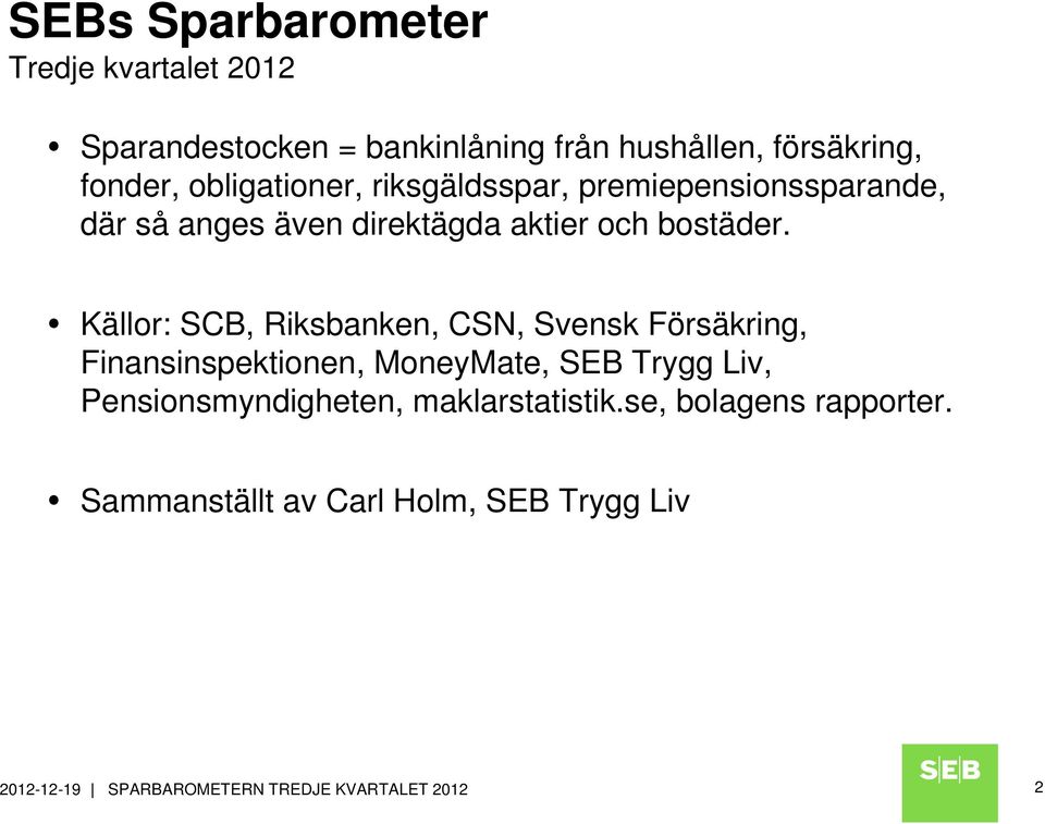 Källor: SCB, Riksbanken, CSN, Svensk Försäkring, Finansinspektionen, MoneyMate, SEB Trygg Liv,