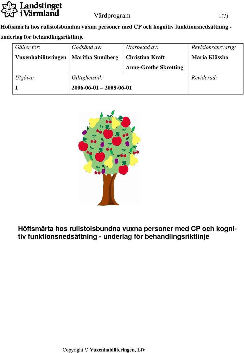 Revisionsansvarig: Maria Klässbo Anne-Grethe Skretting Utgåva: Reviderad: 1