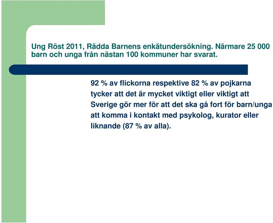 92 % av flickorna respektive 82 % av pojkarna tycker att det är mycket viktigt eller