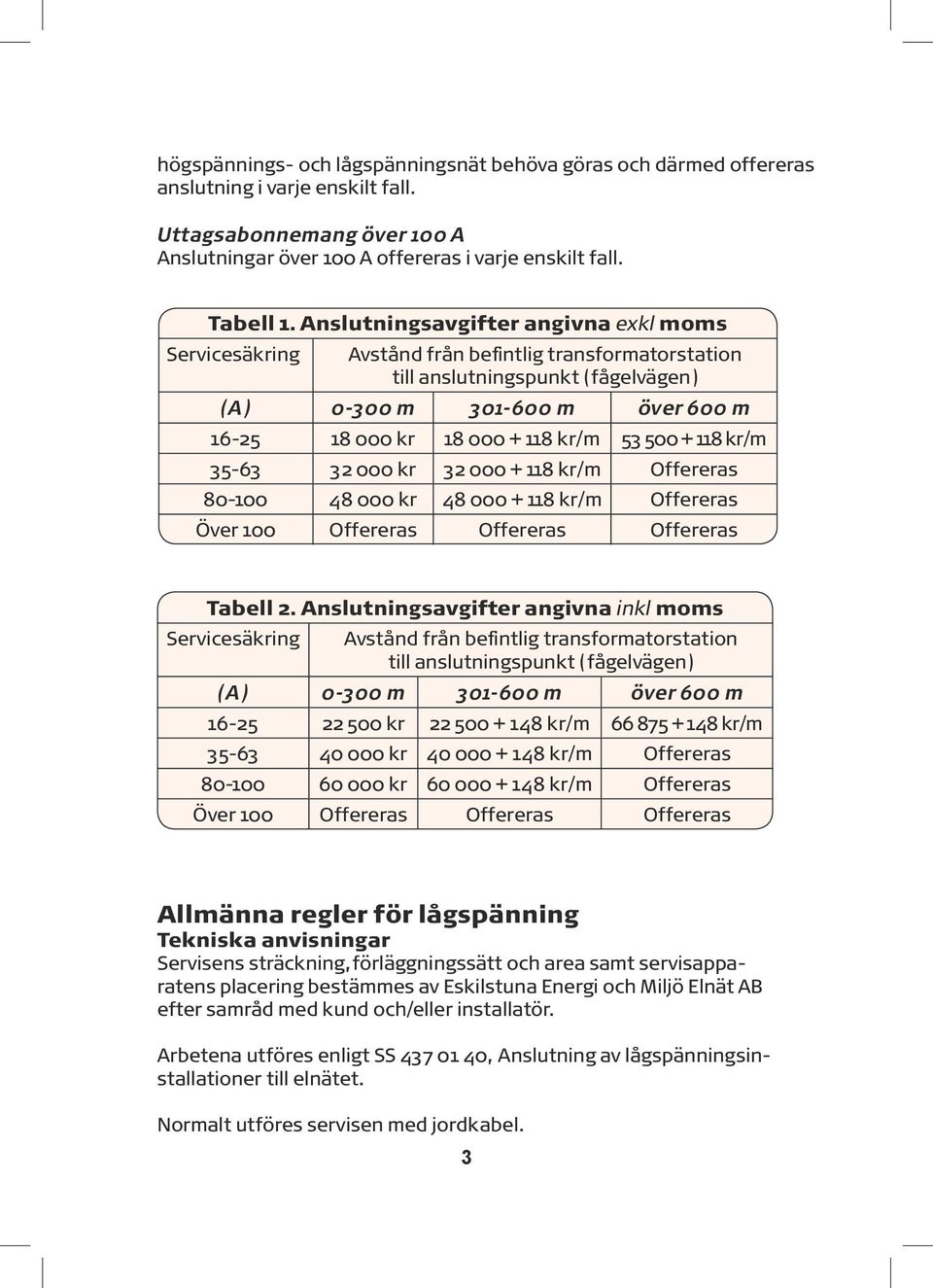 53 500 + 118 kr/m 35-63 32 000 kr 32 000 + 118 kr/m Offereras 80-100 48 000 kr 48 000 + 118 kr/m Offereras Över 100 Offereras Offereras Offereras Tabell 2.