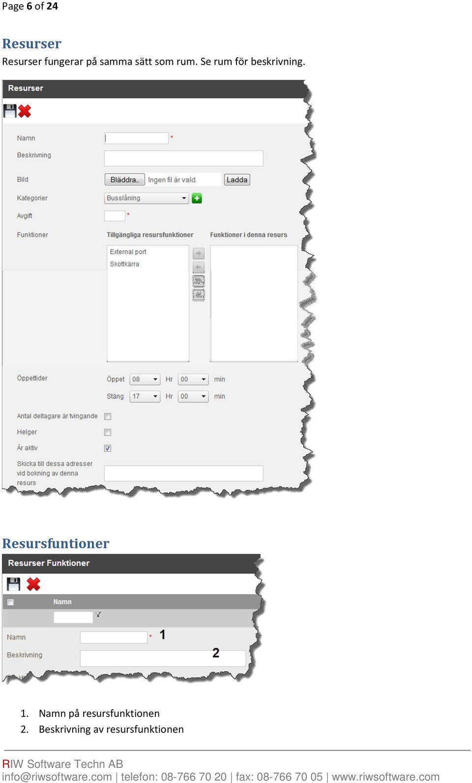 Se rum för beskrivning. Resursfuntioner 1.