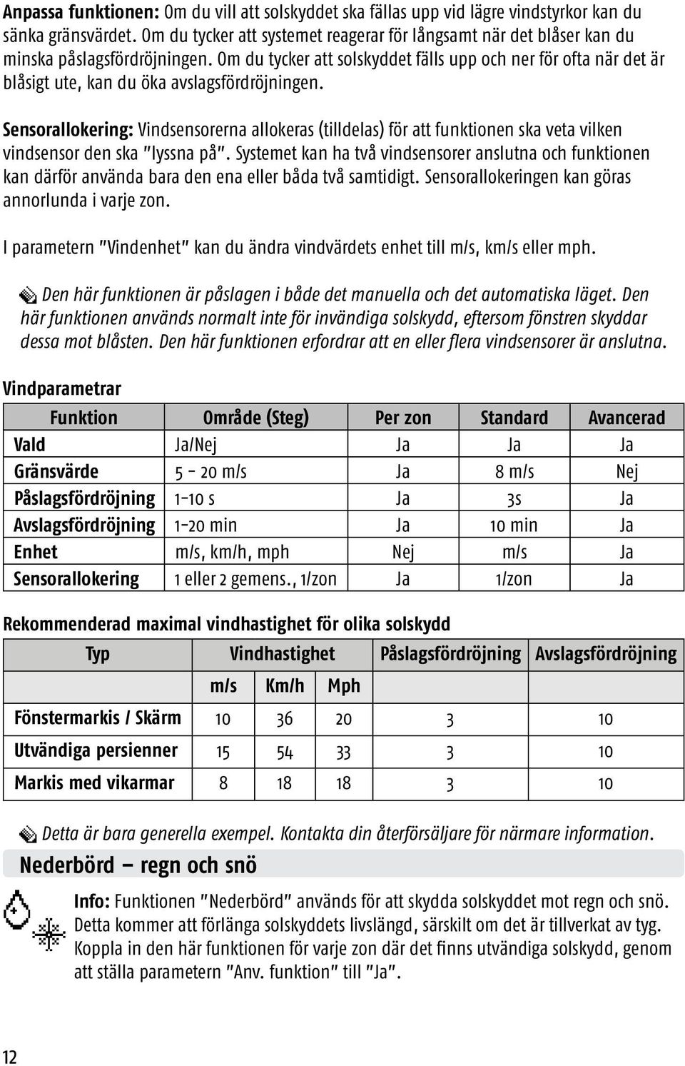 Om du tycker att solskyddet fälls upp och ner för ofta när det är blåsigt ute, kan du öka avslagsfördröjningen.