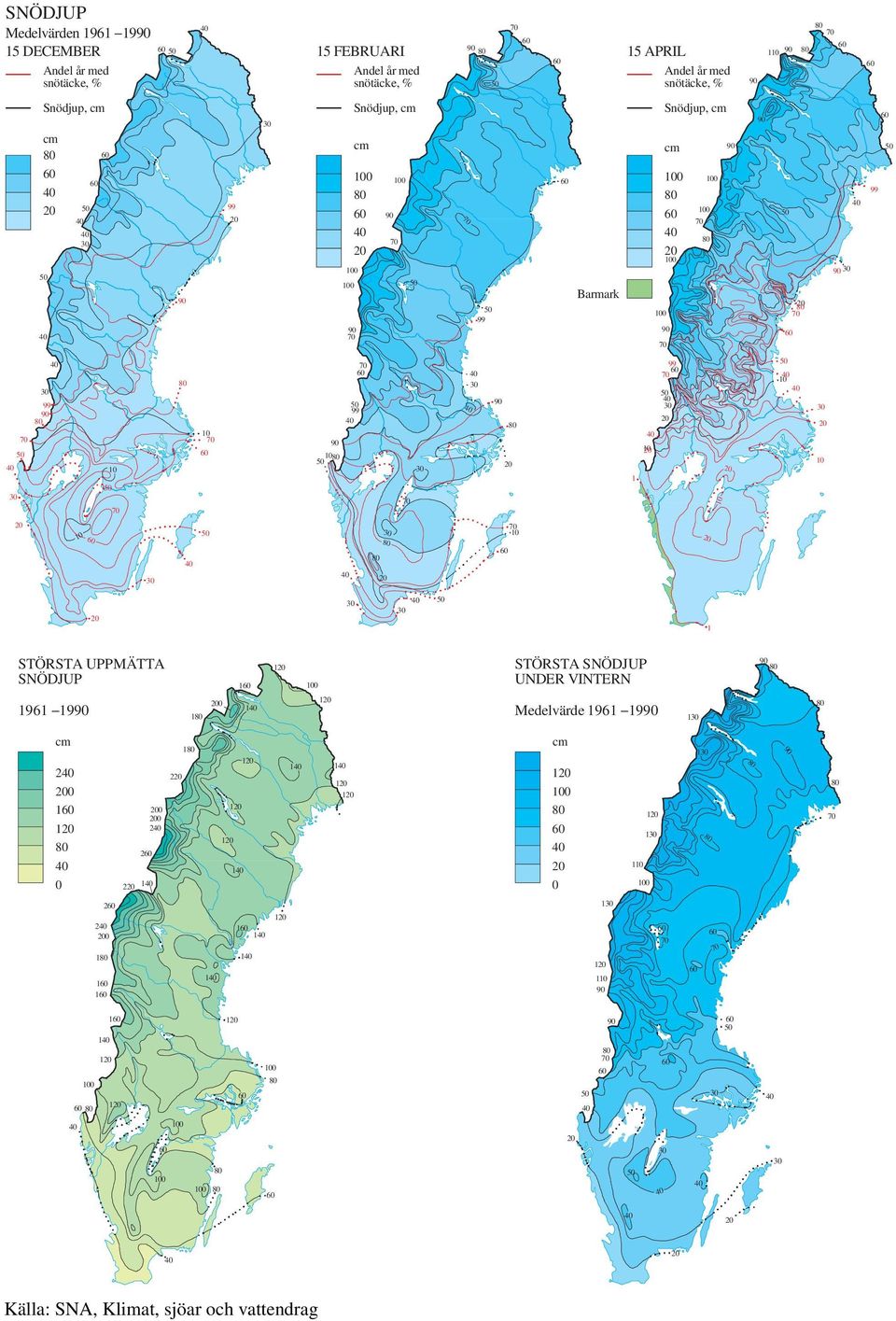 UPPMÄTTA SNÖDJUP 1 1 STÖRSTA SNÖDJUP UNDER VINTERN 1961 19 1 1 1 Medelvärde 1961 19 1 2 1 1 2 2 1 2 2