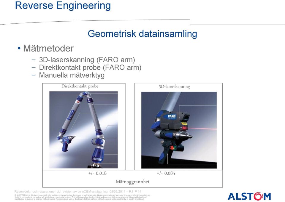 datainsamling 3D-laserskanning +/- 0,018 +/- 0,085 Mätnoggrannhet