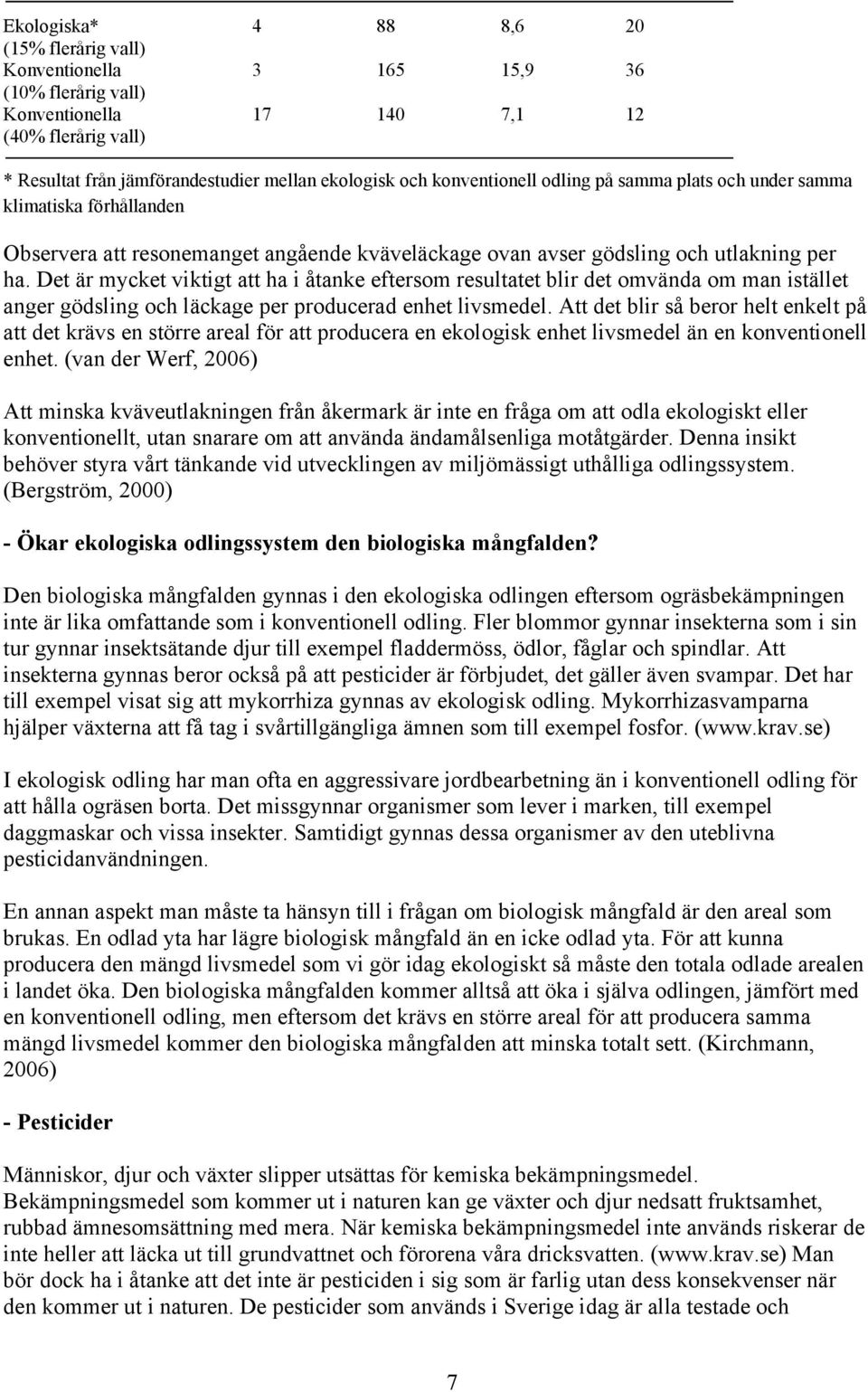 Det är mycket viktigt att ha i åtanke eftersom resultatet blir det omvända om man istället anger gödsling och läckage per producerad enhet livsmedel.