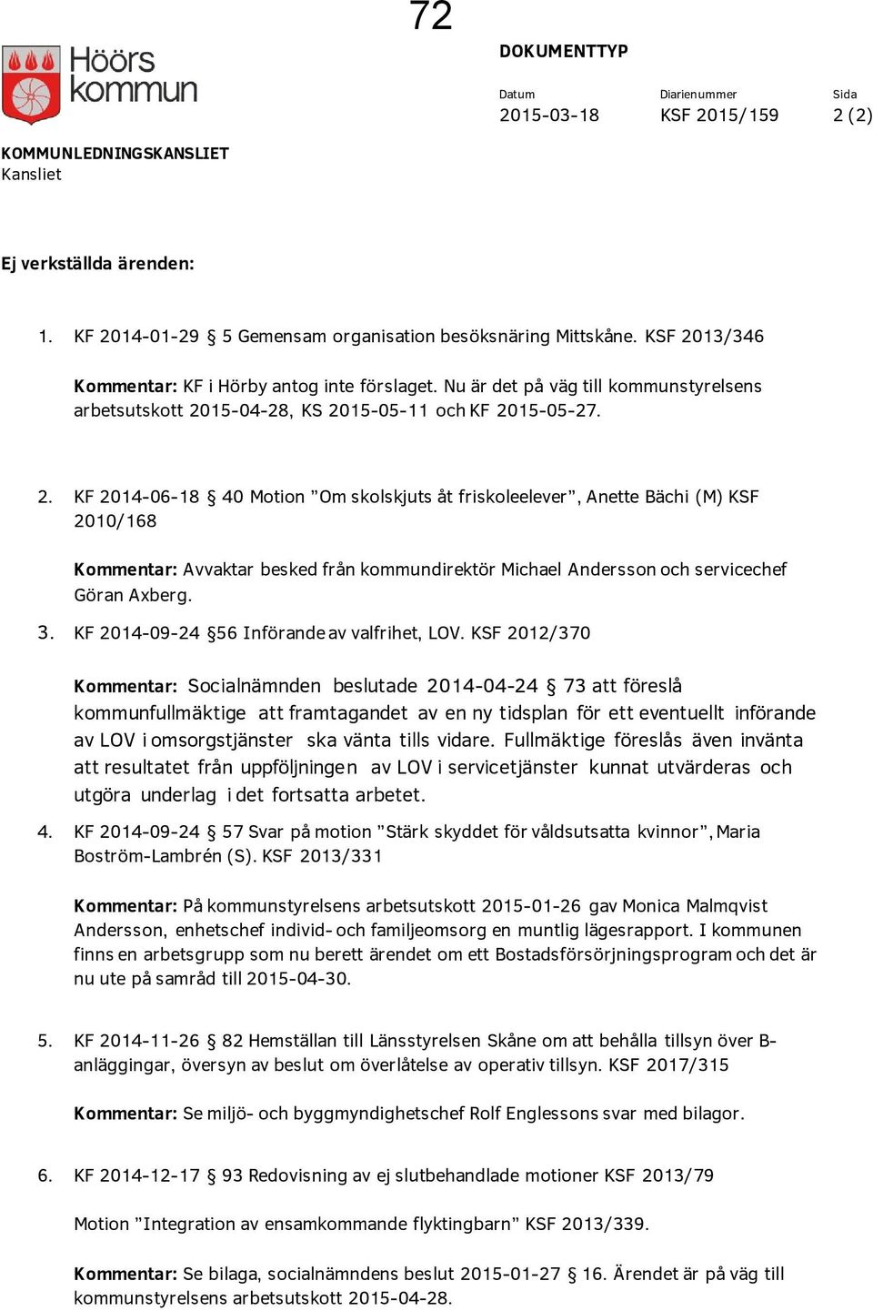 3. KF 2014-09-24 56 Införande av valfrihet, LOV.