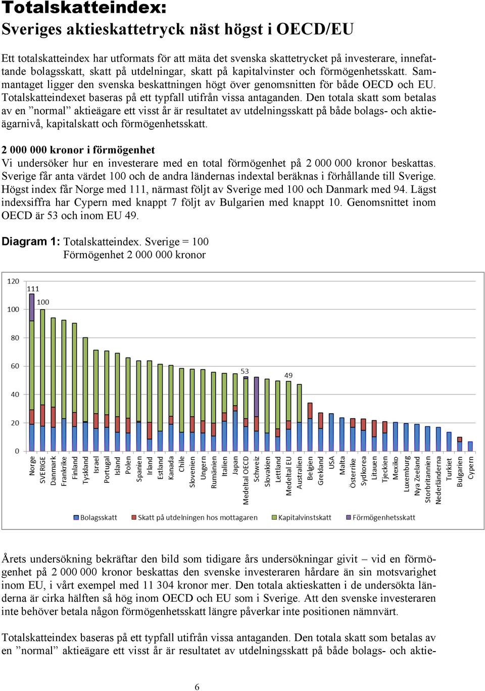 Totalskatteindexet baseras på ett typfall utifrån vissa antaganden.