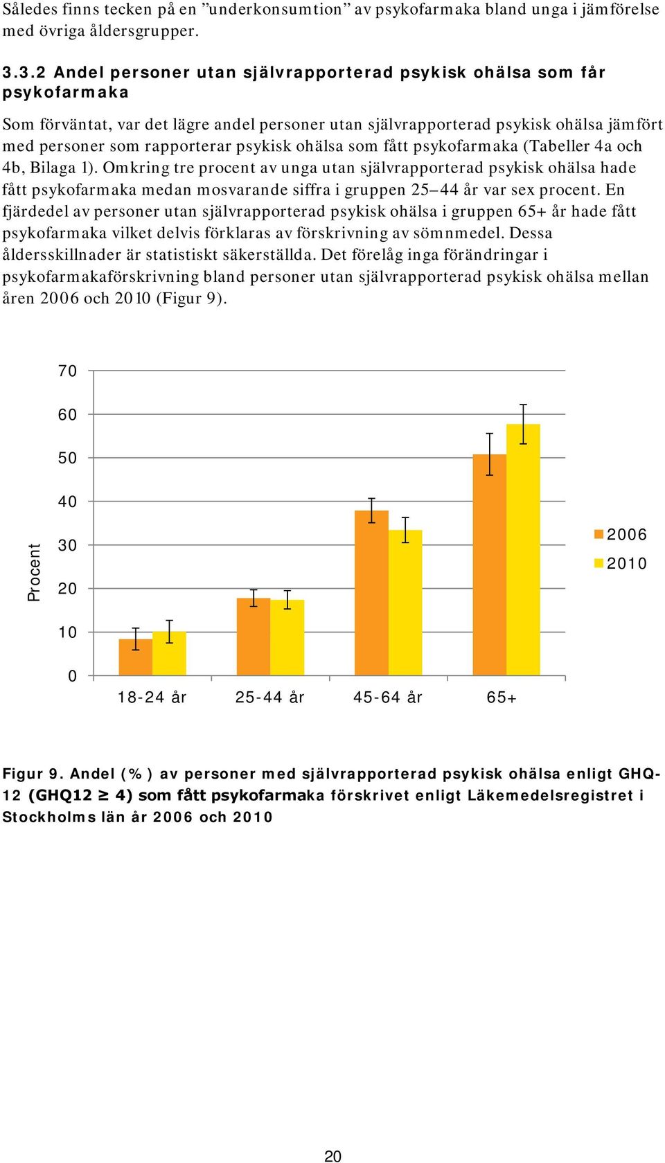 psykisk ohälsa som fått psykofarmaka (Tabeller 4a och 4b, Bilaga 1).