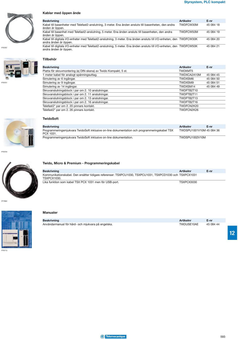 Kabel till digitala I/O-enheter med Telefast2-anslutning, 3 meter. Ena änden ansluts till I/O-enheten, den TWDFCW30K 45 084 20 andra änden är öppen.